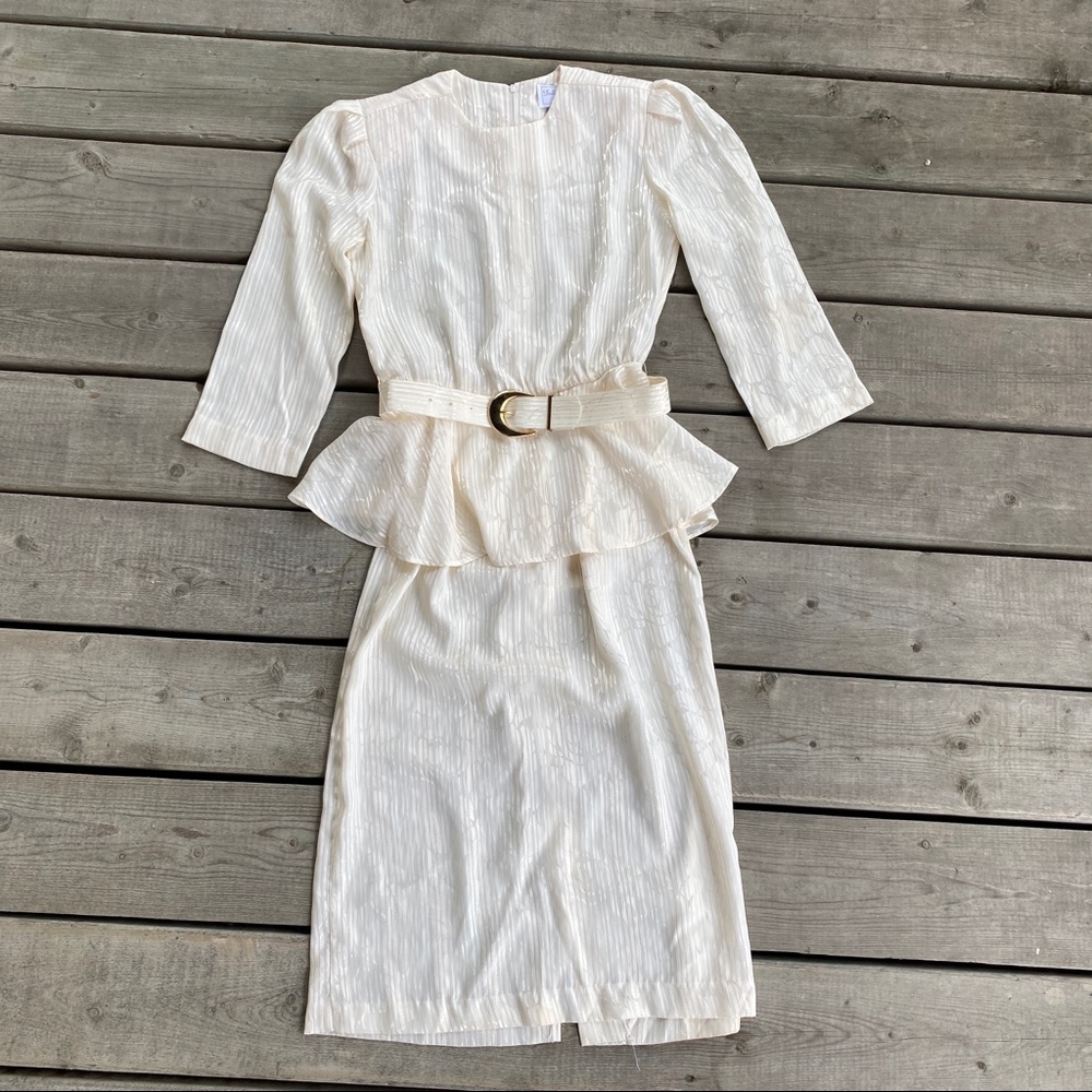 Vintage Cream Long Sleeve Dress